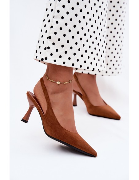 Women's High Heel Sandals With Imitation Suede Camel Saria