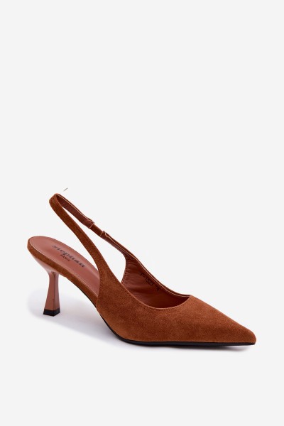 Women's High Heel Sandals With Imitation Suede Camel Saria 2