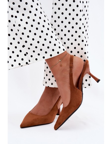 Women's High Heel Sandals With Imitation Suede Camel Saria