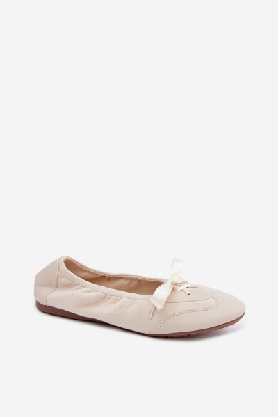 Sports Ballerinas With Ties Light Beige Peony 2