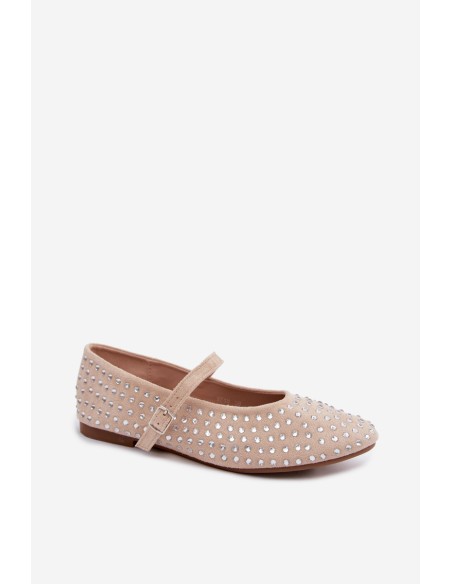 Decorated Ballerinas With Strap Beige Nerolia