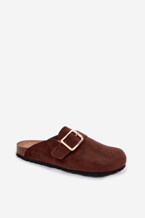 Women's Clogs With Gold Buckle Chocolate Taffira