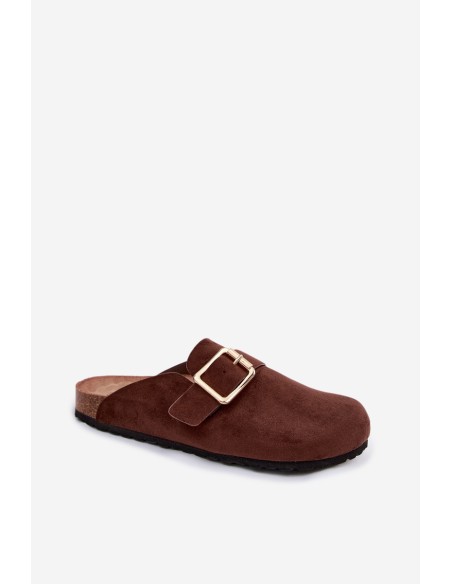 Women's Clogs With Gold Buckle Chocolate Taffira