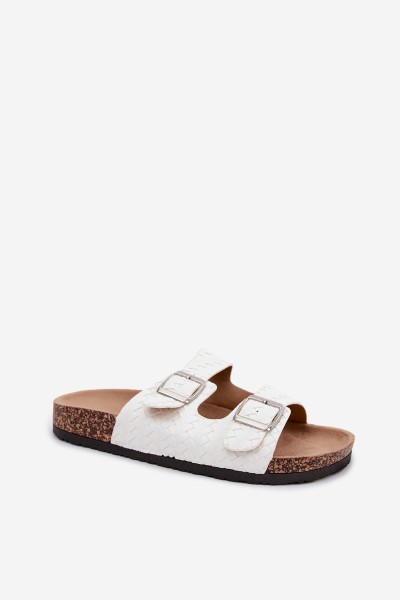 Women's Slippers With Buckles Cork Sole White Verbelle 2
