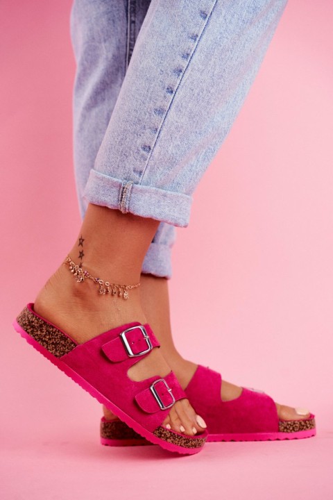 Women's Slides On Corck Fuchsia Si Senor