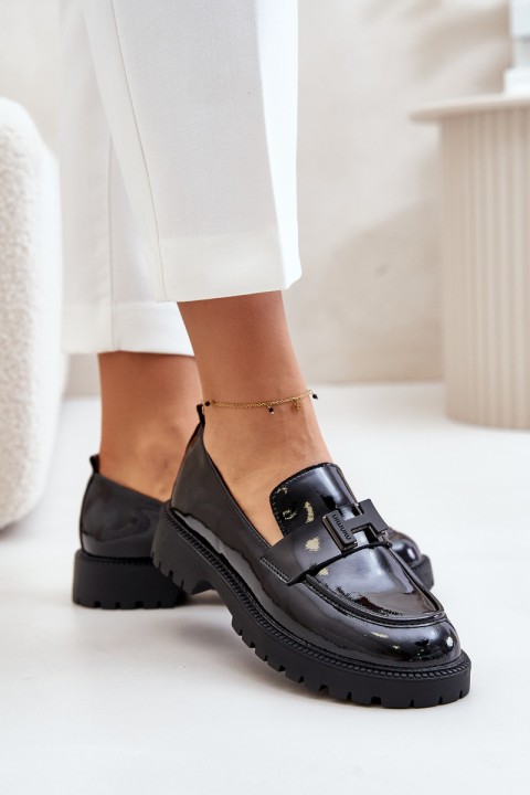 Lacquered Women's Moccasins Vinceza 62187 Black