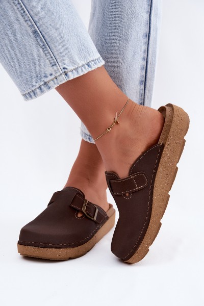 Women's Clogs With Buckle Inblu ED000024 Chocolate