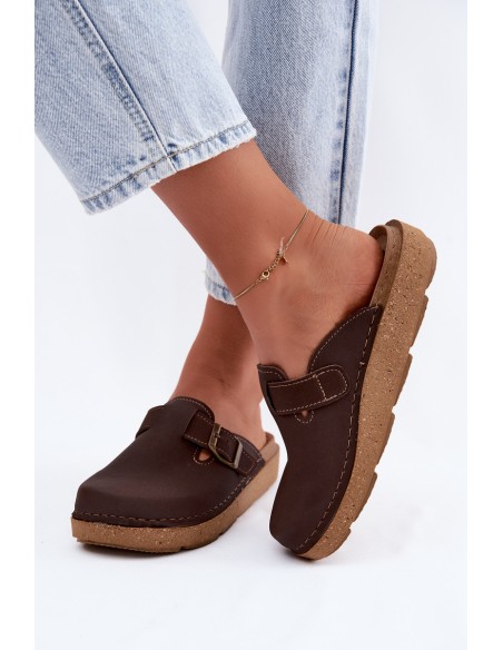 Women's Clogs With Buckle Inblu ED000024 Chocolate