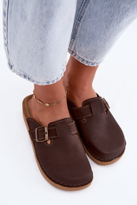 Women's Clogs With Buckle Inblu ED000024 Chocolate