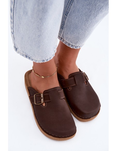 Women's Clogs With Buckle Inblu ED000024 Chocolate
