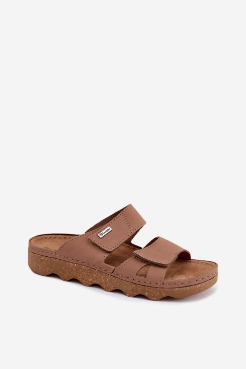 Leather Women's Slippers With Straps Inblu CX0004KU Brown