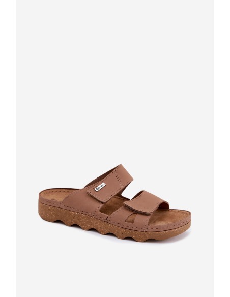 Leather Women's Slippers With Straps Inblu CX0004KU Brown