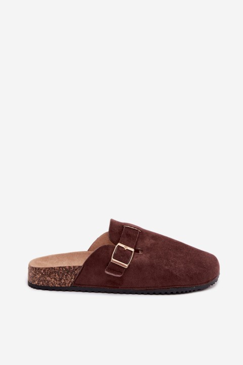 Women's Clogs With Gold Buckle Chocolate Alpine
