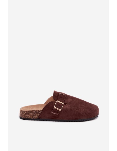 Women's Clogs With Gold Buckle Chocolate Alpine