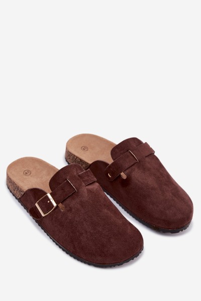 Women's Clogs With Gold Buckle Chocolate Alpine 2