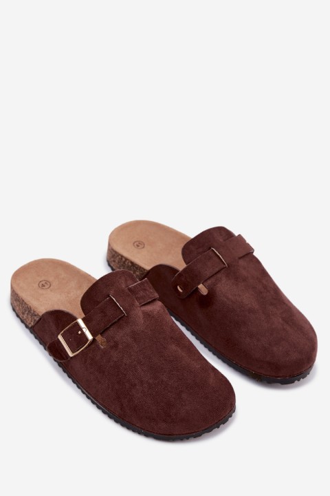 Women's Clogs With Gold Buckle Chocolate Alpine