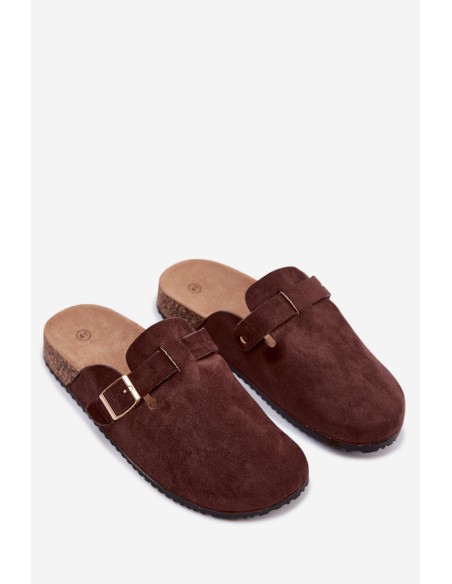 Women's Clogs With Gold Buckle Chocolate Alpine