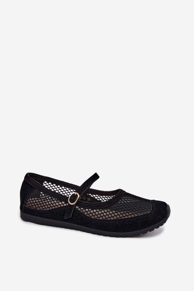 Mesh Ballerinas With Strap Black Chicca 2