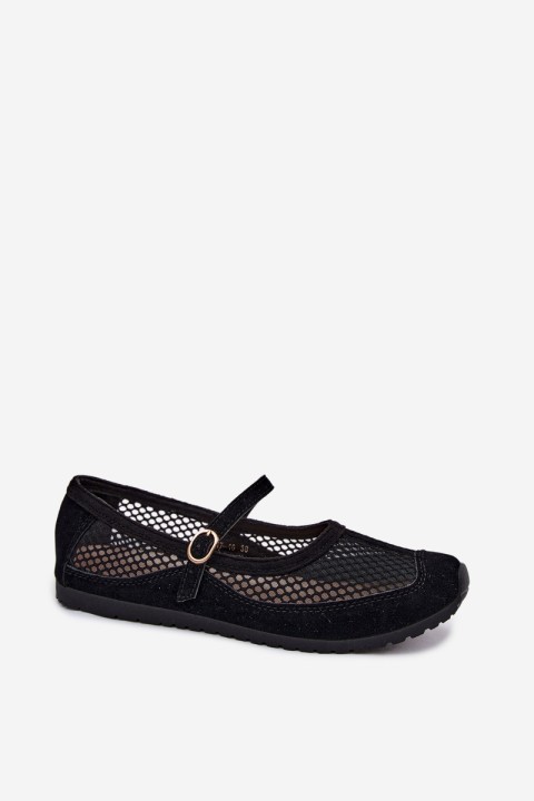 Mesh Ballerinas With Strap Black Chicca