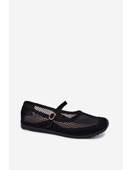 Mesh Ballerinas With Strap Black Chicca