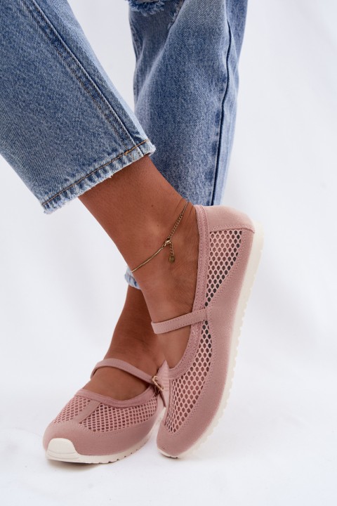 Mesh Ballerinas With Strap Pink Chicca