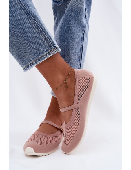 Mesh Ballerinas With Strap Pink Chicca