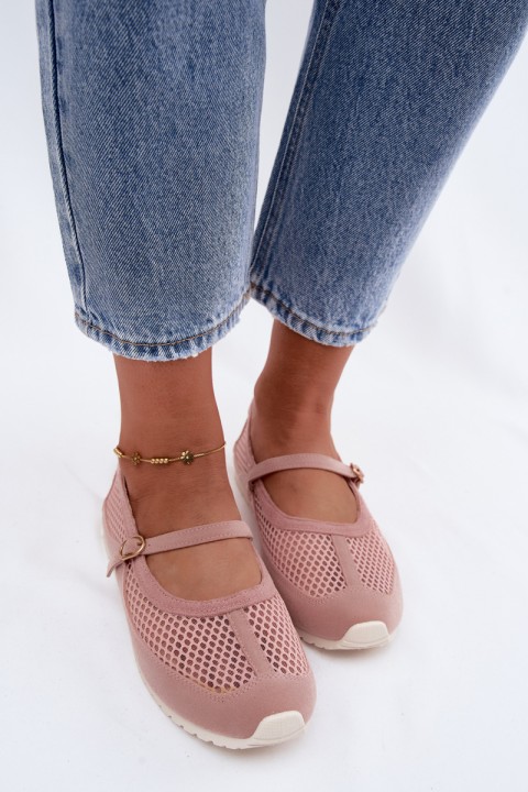 Mesh Ballerinas With Strap Pink Chicca