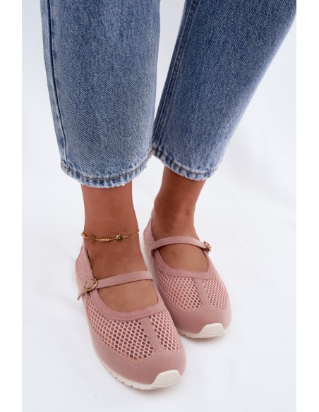 Mesh Ballerinas With Strap Pink Chicca