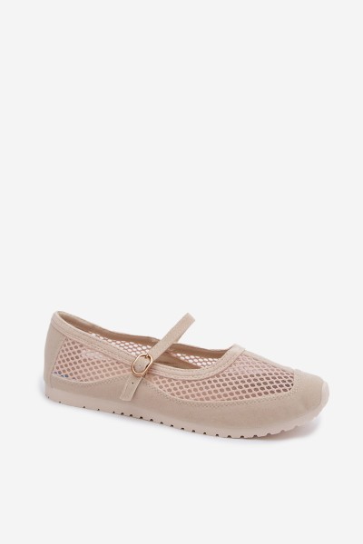 Mesh Ballerinas with Strap Beige Chicca 2