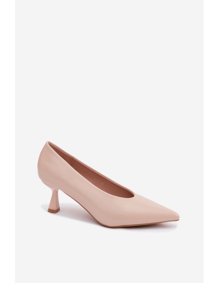 Beige Pointed Toe Heeled Shoes Silenta