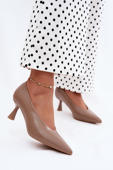Pointed Toe High Heel Shoes Khaki Silenta