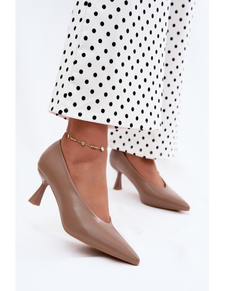 Pointed Toe High Heel Shoes Khaki Silenta