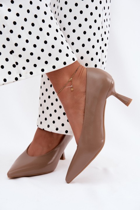 Pointed Toe High Heel Shoes Khaki Silenta