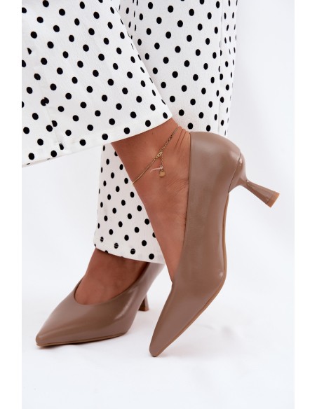Pointed Toe High Heel Shoes Khaki Silenta