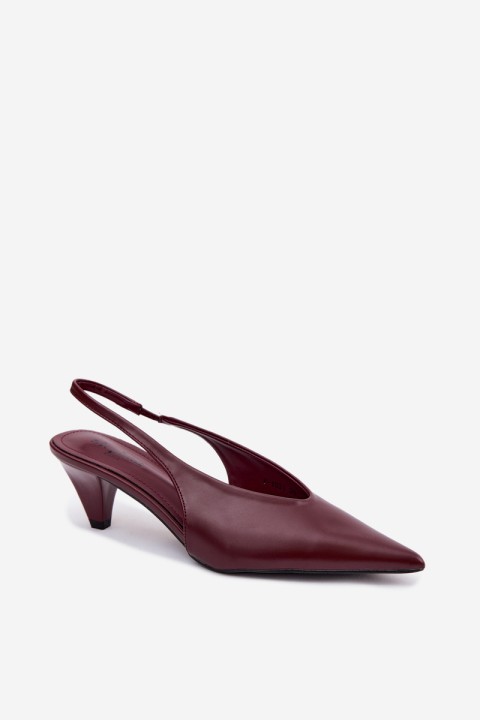 Bordeaux Sapphire Cone Heel Sandals with Faux Leather