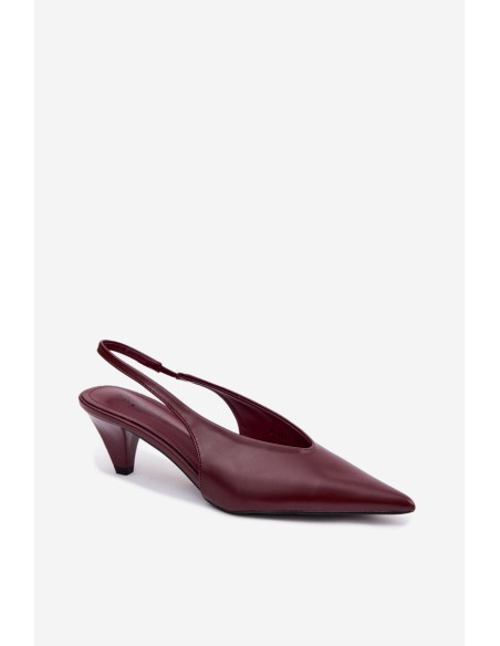 Bordeaux Sapphire Cone Heel Sandals with Faux Leather