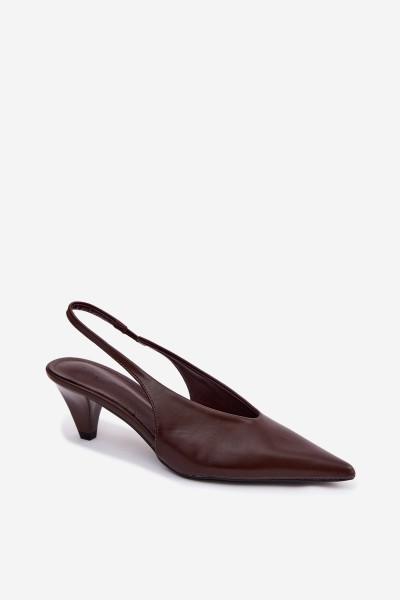 Women's Cone Heel Sandals Chocolate Faux Leather Sapphire 2