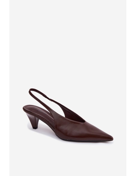 Women's Cone Heel Sandals Chocolate Faux Leather Sapphire