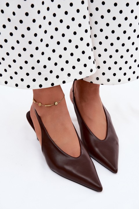 Women's Cone Heel Sandals Chocolate Faux Leather Sapphire