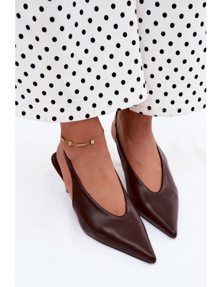 Women's Cone Heel Sandals Chocolate Faux Leather Sapphire