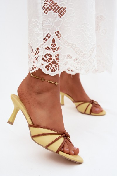 Women's High Heel Sandals Made of Faux Leather Yellow Orchidia