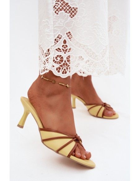 Women's High Heel Sandals Made of Faux Leather Yellow Orchidia