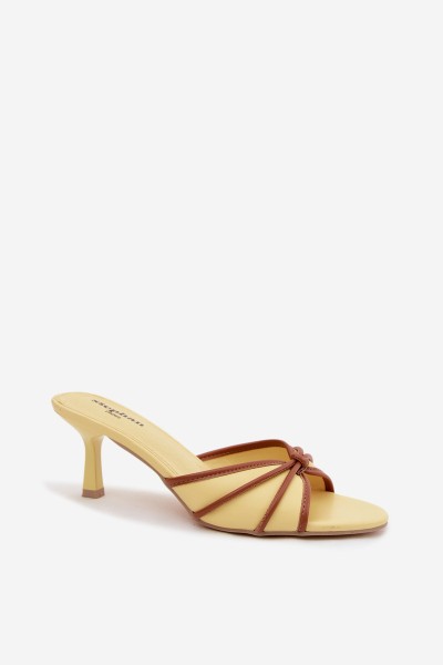 Women's High Heel Sandals Made of Faux Leather Yellow Orchidia 2