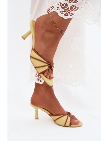 Women's High Heel Sandals Made of Faux Leather Yellow Orchidia