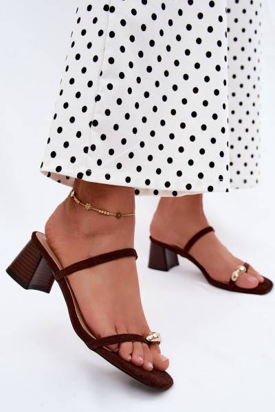 Women's Heeled Sandals With Gold Detail Chocolate Verbena