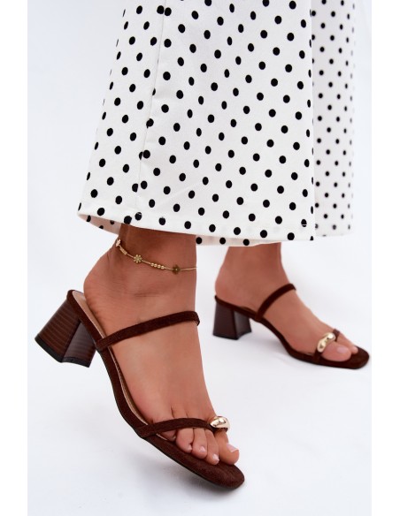 Women's Heeled Sandals With Gold Detail Chocolate Verbena