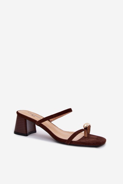 Women's Heeled Sandals With Gold Detail Chocolate Verbena 2