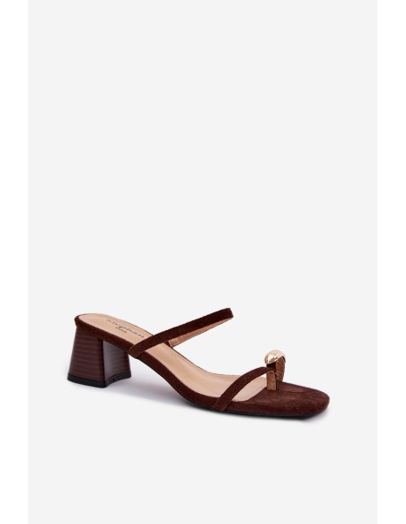 Women's Heeled Sandals With Gold Detail Chocolate Verbena