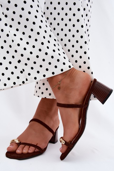 Women's Heeled Sandals With Gold Detail Chocolate Verbena