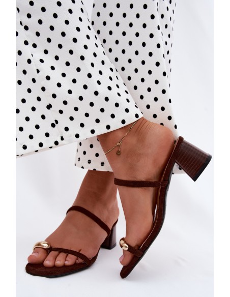 Women's Heeled Sandals With Gold Detail Chocolate Verbena